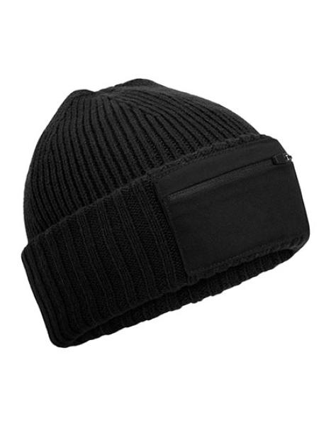 Strickmütze mit Reißverschluss-Patch - individuell bedruckt